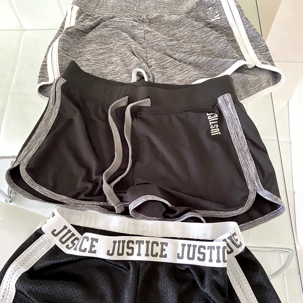 Three pairs of Justice shorts